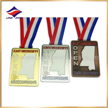 Золотые серебряные медные каратэ Медали выдающие медали с лентой